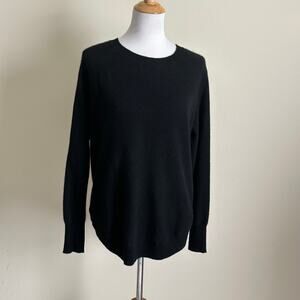 Belle France 100% Cashmere Black Crew Necklace Long Sleeve Sweater Sz L